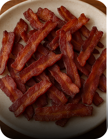 Porção de bacon crocante em cubos