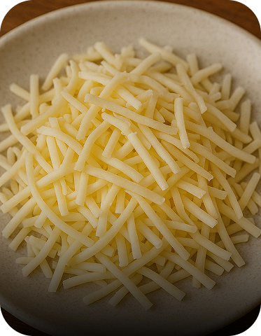 Porção de queijo mussarela ralado